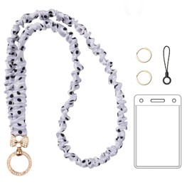 Scrunchie Teacher Lanyard for ID Badges and Keys – Cute Stretchy Lanyard with Retractable Keychain Holder & ID Card Holder for Women, Teachers, Nurses, and Cruise Staff