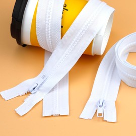 #5 Separating Sewing Zipper for Jacket: YZSFIRM 2Pcs 30 inch White Plastic Zippers - Replacement Coat Open End Zipper Bulk