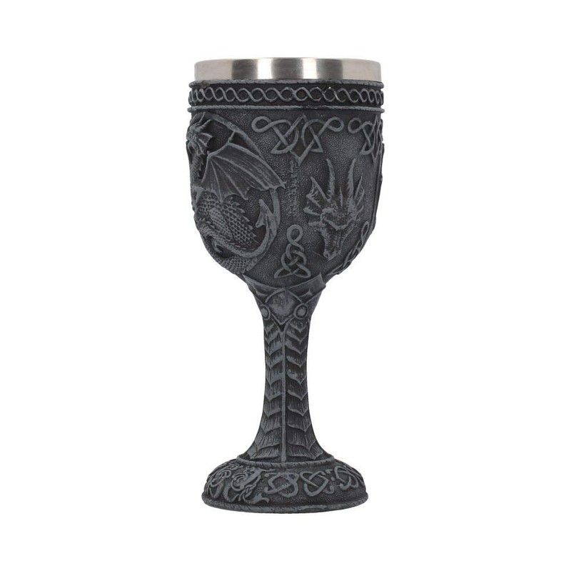 Nemesis Now Black Dragon Goblet, Resin with Stainless Steel Insert,