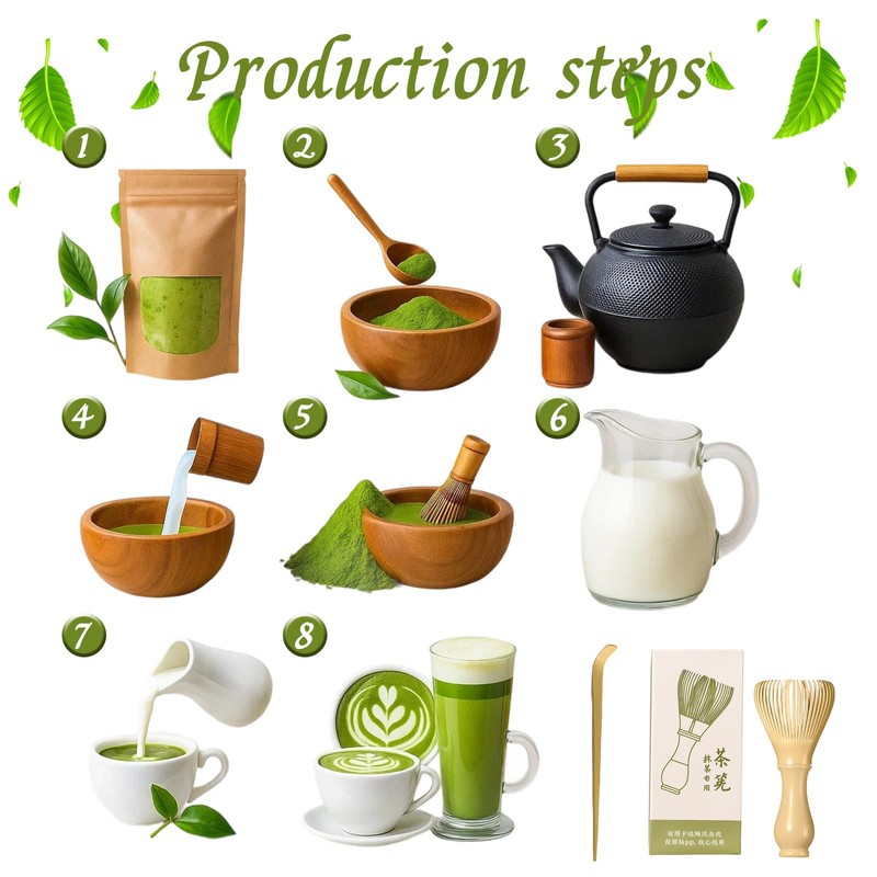 Bamboo Matcha Whisk, Traditional Matcha Brush and Scoop Set, Handcrafted