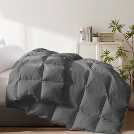 Cosybay Heavyweight Twin Size Feather Down Fiber Comforter - GreyThicker Winter Duvet Insert, Ultra Soft 100% Cotton Cover, Luxury Hotel Bedding with Corner Tabs, 68"x90"
