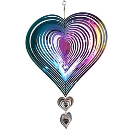 Wind Chime Spiral Heart Large 36 x 20 cm Garden Decoration Gift Wind Chimes for Outdoor Hanging Love Heart Ornament Wind Chimes Garden Metal Weather Resistant Hanging Decoration