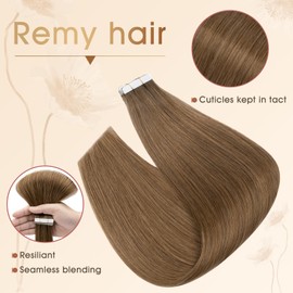 Rich Choices Tape-In Real Hair Extensions, 55 cm, Pack of 10, #6 Light Brown Hair Extensions, Real Hair, Remy, Silky Straight, Invisible Tape-In Hair Extensions, Natural Hair Thickening