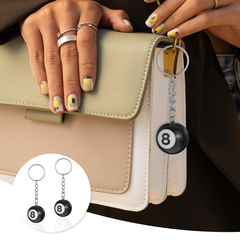 2 PCS 8 Ball Keychain Billiards Ball Keyring Creative Number