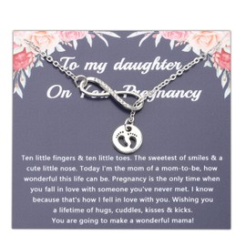 PLITI Daughter Pregnancy Necklace Mommy To Be Jewelry Pregnancy Announcement Gift New Mom Gift Baby Feet Pendant (daughter Pregnancy foot Y necCA)