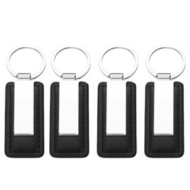 Vidsmow 4PCS Black Leather Keychain with Metal Key Ring,Stylish Key Fob Holder for Car Keys, House Keys,Unisex Leather Keyring for Men and Women,Durable Key Chain Gift for Drivers, Office, Bags