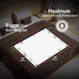 Super Adult Heavy Duty Incontinence Bed Pads, Super Soft & Absorbent Disposable Underpads for Elderly, Adults, Kids & Pets, Leakproof Premium Chuck Pads & Pee Pads (50 Counts 30"x36")