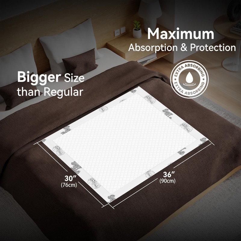 Super Adult Heavy Duty Incontinence Bed Pads, Super Soft &