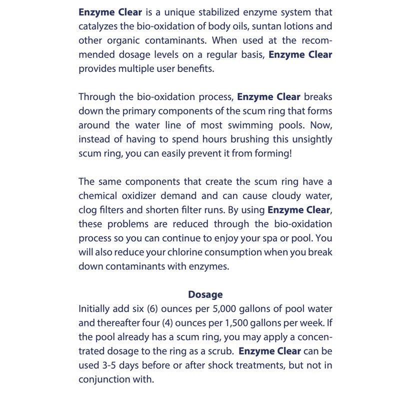 SpaChoice 1-Quart Premium Pool Enzyme Treatment, Pool Clarifier, Made in