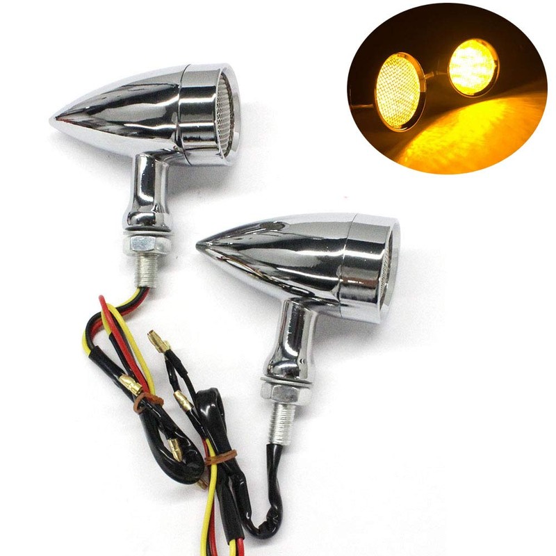 2pcs Chrome 15 LED Motorcycle Stop Brake Running Turn Signal