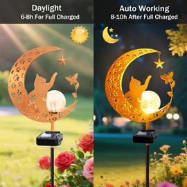 ZNYCYE Solar Lights Outdoor Decorative Moon Cat Butterfly Solar Stake Lights Gardening Gifts for Mom Grandma Friends, Hummingbird Garden Decor Waterproof for Walkway, Yard, Lawn, Patio (Warm White)