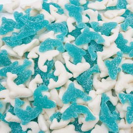 Guatemalan Gummy Sharks 5 lb – Gelatin Based, Perfectly Chewy, Cranberry Flavored, Jelly Fruit Candy Bulk in Resealable Bag, Light Sugar Coating