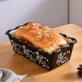 Wisenvoy Loaf Pan Bread Pan Ceramic Loaf Pans for Baking Bread Porcelain Bread Loaf Pan Nonstick Bread Pans for Baking, Grass Black