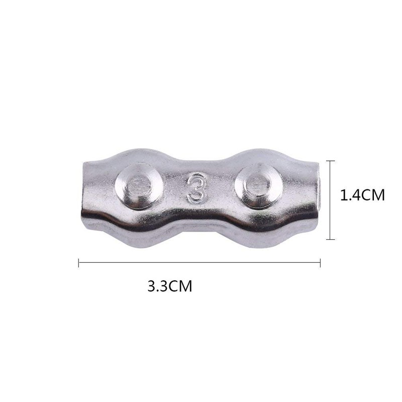 Pack of 10 Wire Rope Clips 3 mm M3 Duplex