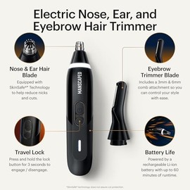 MANSCAPED Weed Whacker 3.0 PRO - Cortadora eléctrica para nariz, orejas y cejas, sistema SkinSafe de doble cabeza, foco LED, impermeable, recargable, bloqueo de viaje, accesorio para peine de cejas