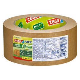 tesa Paper Packaging Tape Made From Recycled Materials for Packing Parcels and Boxes 50 m x 50 mm