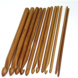12pcs 6" Bamboo Crochet Hooks Needle Knitting Hooks Knit Craft Weave Yarn 3 to 10 mm Diameters