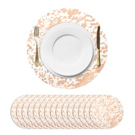 sourcing map 16Pcs Rose Gold Disposable Round Placemats, 33cm/13" Metallic Glitters Foil Thin Mesh Table Mats Pressed Foil Table Doilies Decor for Party Weddings Christmas Thanksgiving