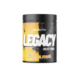 EFECTIV Legacy - High Caffeine Powerful 400mg Pre Workout Powder - 1200mg Total Stimulants - 380g - Tropical Storm Flavour - Suitable for Vegans & Vegetarians (40/20 Servings) - Made in The UK