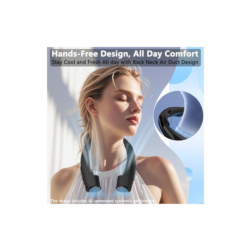 Enituo Portable Neck Fan - Hands-Free, Rechargeable, 6 Speeds