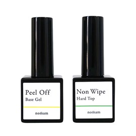 HEMA Free Peel Off Gel & Non Wipe Hard Top Gel, Set of 2, Made in Japan, 0.3 oz (10 g), Hypoallergenic, Acrylic Acid Free, Gel Nails, Self Nails, Nomam, Bulk Purchase, Plant-Derived Biomass Gel