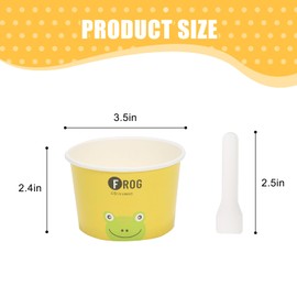 Yanghad Papier Einweg Eisschalen eisdiele eisbecher mit 25 Tierfiguren und Buchstaben, 50PCS Paper Dessertbecher 6 oz 180 ml mit 50 löffel