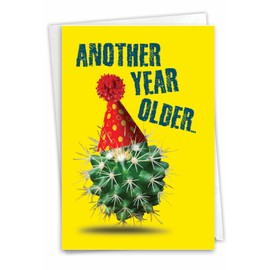 NobleWorks - 1 Funny Birthday Greeting Card with Envelope - Grown-Up Humor, Happy Birthday Card - Cactus Celebration C7192BDG