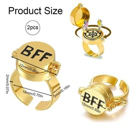 UEAVOID Pack of 2 Best Friends Forever Rings, Adjustable Open Cap Ring, Cute BFF Ring, Friendship Ring, Jewellery Gifts for Women Girls (Rotatable)