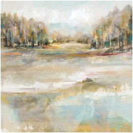 Fine Art Canvas Tranquility in Teal Canvas Wall Decor by Artist Studio Arts for Living Room, Bedroom, Bathroom, Kitchen, Office, Bar, Dining & Guest Room - Ready to Hang - 32 in x 32 in