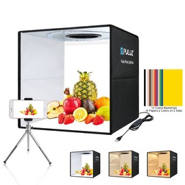 Photo Box 16" x 16" Quick Install Foldable Portable Studio Kit with Soft Light Cloth Professional Photography Equipment Adjustable White Light, Soft Light, Warm Light (16 x 16 inch)
