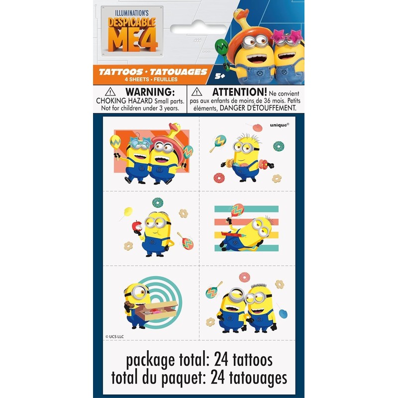 Multicolor Despicable Me Tattoos - (24 Count) - Fun &