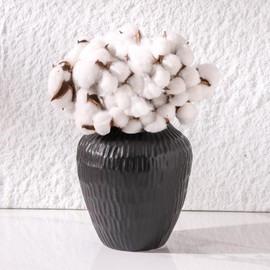 Uiddo 7.8 Inch Black Ceramic Vase - Modern Minimalist Round Vase for Centerpiece, Farmhouse, Living Room-Handcrafted Decorative Design for Dried Flowers, Plants, Home Decor, Rustic & Vintage Styles