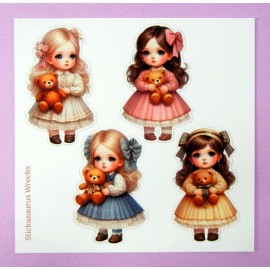 Stickasaurus Wrecks Vintage Little Girls & Teddy Bears Sticker Sheet