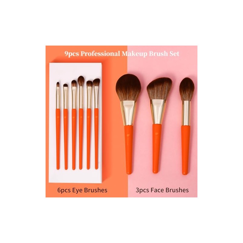 DUcare Pinceles de Maquillaje 9Pcs Deer Series Juego de Brochas