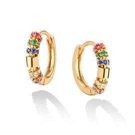 VACRONA Cubic Zirconia Huggie Earrings 14k Gold Plated Tiny Earrings Small Huggie Hoop Earrings Simple Lightweight Hoops Gift for Women