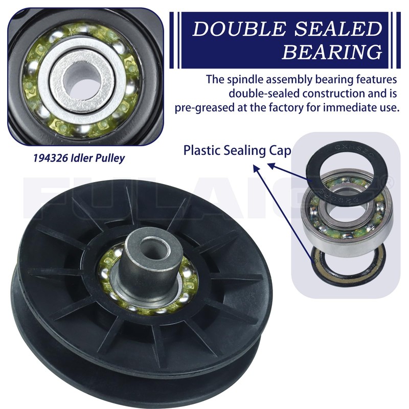 FULAIGE 2 Pack 532194326 Idler Pulley with 532194327 Idler Pulley