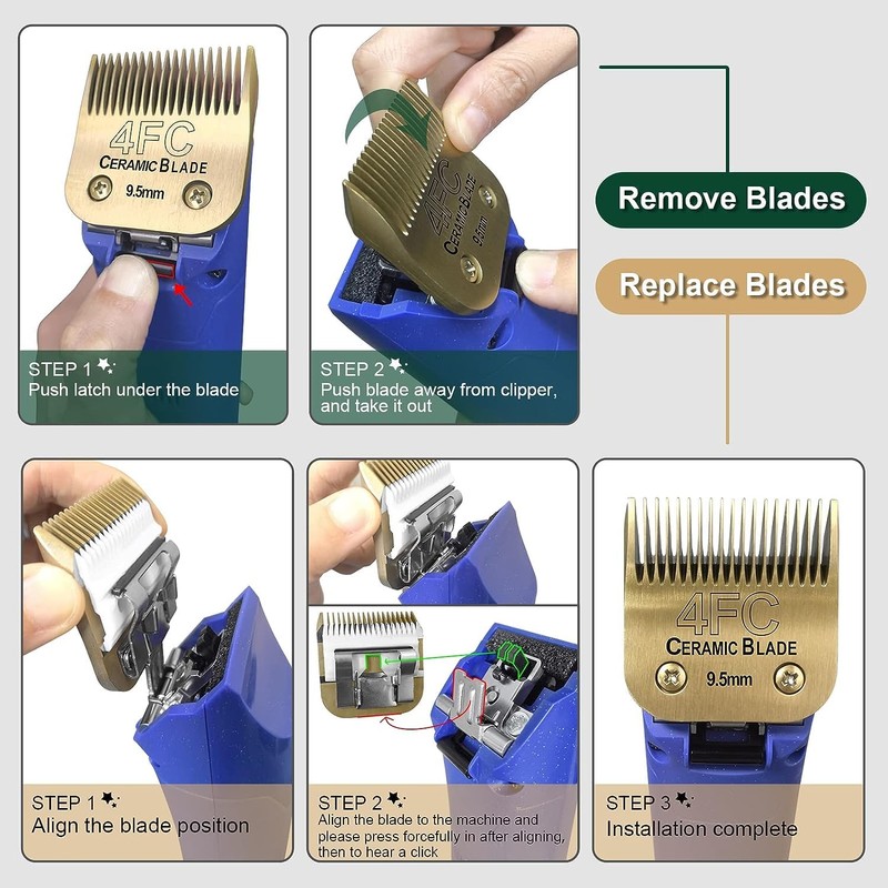 BESTBOMG 7FC+5FC+4FC+3-3/4FC Dog Grooming Replacement Blade Compatible with Heiniger/Moser Max45/Andis/Oster