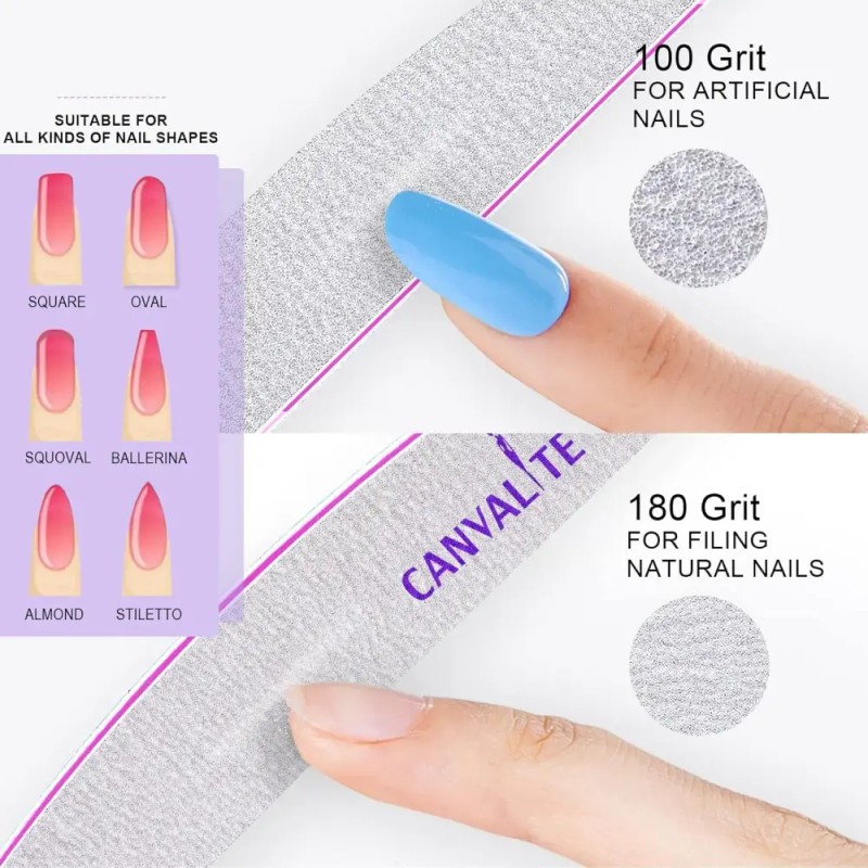 Canvalite 10 PCS 네일 파일 전문가용 재사용 가능한 양면 에머리