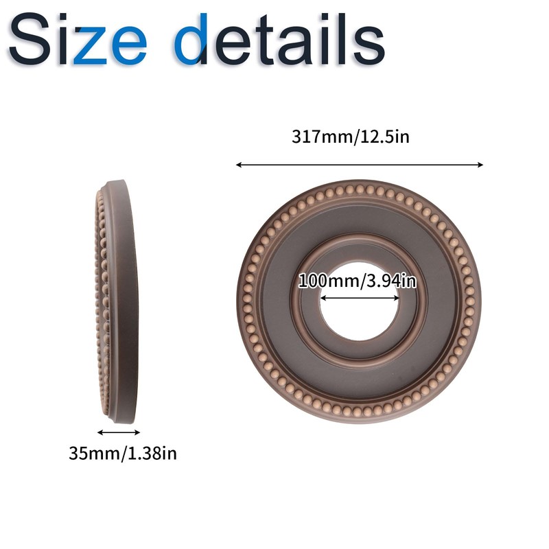 INCREWAY 2Pcs Brown Medallion Ceiling Cover Plate Ceiling Fan Medallion