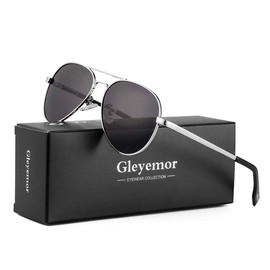 Gleyemor Small Aviator Sunglasses for Women and Men, 52MM Small Frame Polarized Aviators for Small Face (Silver/Grey)