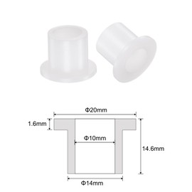QUARKZMAN 4 Pcs Flanged Plain Bearings Plastic Bushings 10mm Bore x 14mm OD x 14.6mm Length Nylon Bushings White
