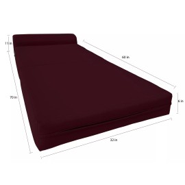 Amfuton Burgundy Sleeper Chair Folding Foam Beds, Sleepover Convertible Sofa 6 x 32 x 70