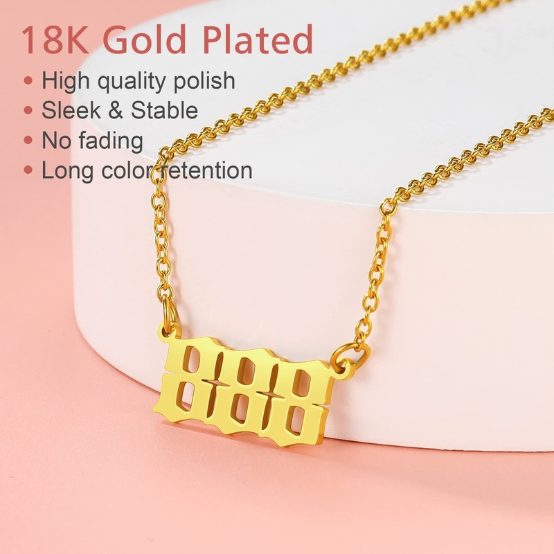 FindChic Cute Angel Number 999 Necklace for Women 18ct Gold