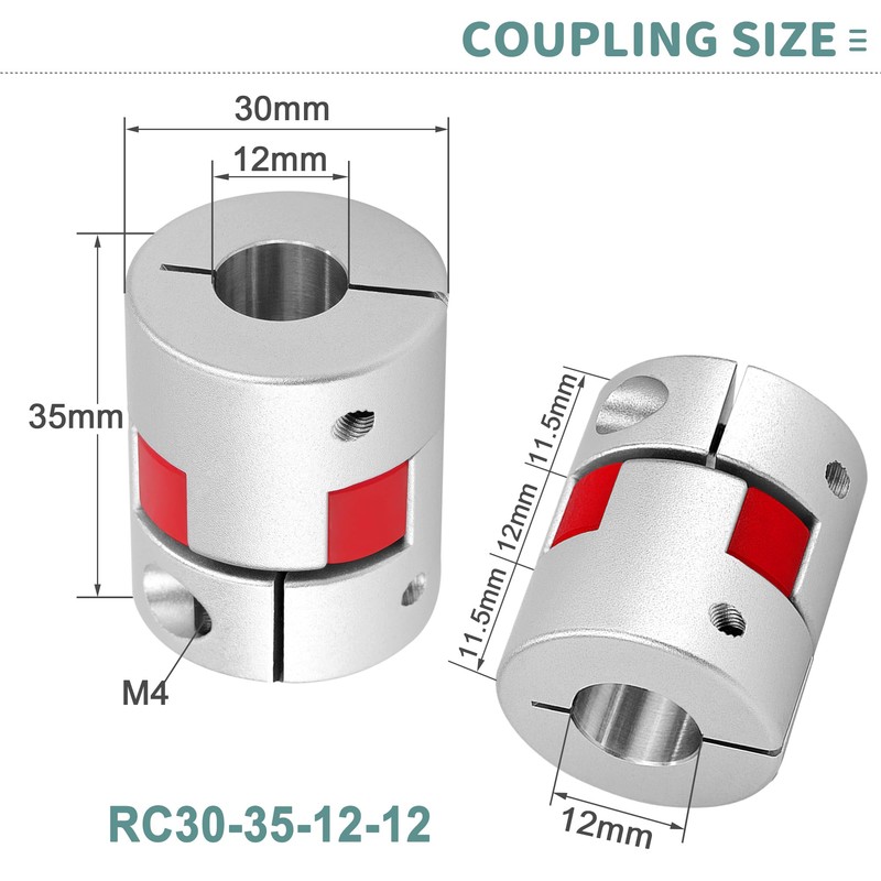 12mm to 12mm Aluminum Plum Flexible Shaft Coupling, D30 L35
