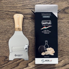 Sanelli Ambrogio - Linie Artufi-Schneider aus Edelstahl. Griff aus Olive, ergonomisch und rutschfest. Qualitätsregler für präzises Schneiden. Glatte Klinge, Edelstahl, Holz.