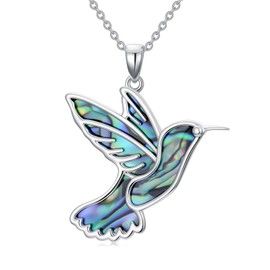 Midari Hummingbird Necklaces for Women 925 Sterling Silver Abalone Shell Humming Bird Necklace Hummingbird Jewelry for Women Mom Bird Lover