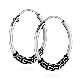 NKlaus Pair of 925 Sterling Silver Celtic Gothic Creole Earrings 16 mm 7239, Sterling Silver