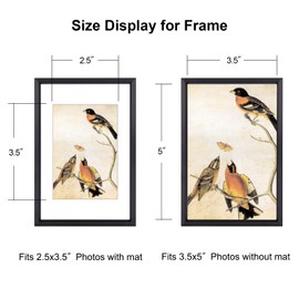 BKABOT 3.5x5 Picture Frame Set of 3, Black Metal Photo Frames with HD Glass, Fits 2.5x3.5 with Mat or 3.5x5 without Mat, Wall Hanging and Table Display