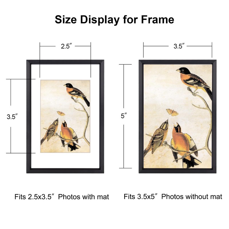 BKABOT 3.5x5 Picture Frame Set of 3, Black Metal Photo