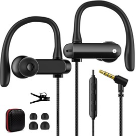 AIAUXAI Wired Over Ear Earbuds with Ear Hooks Mic for Laptops Chormebook
